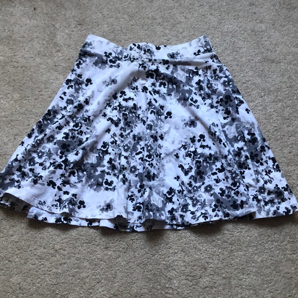 SO black and white floral skater skirt